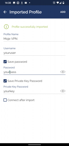 OpenVPN Android - hesla