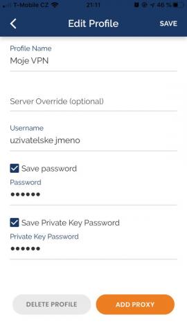OpenVPN iOS - hesla