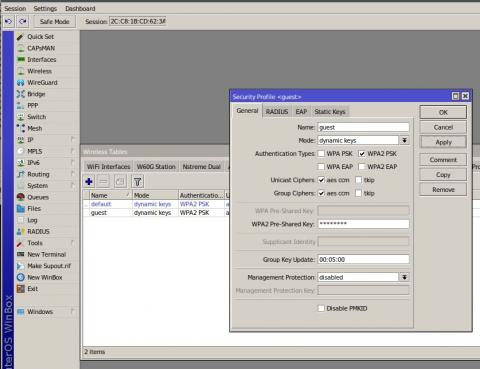 MikroTik - Security Profile Guest network