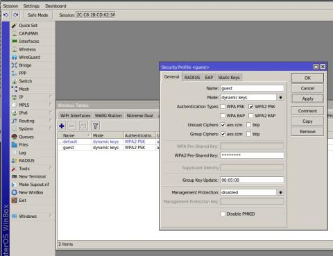 MikroTik - Security Profile Guest network