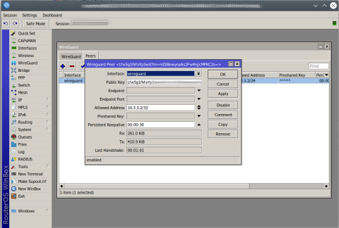 WireGuard MikroTik pridani Peera WireGuard MikroTik pridani Peera