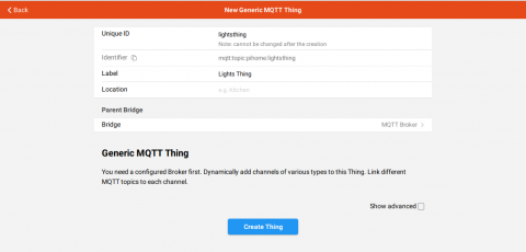 OpenHAB MQTT Things