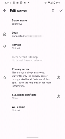 OpenHAB App Add Server OpenHAB Aplikace Add Server