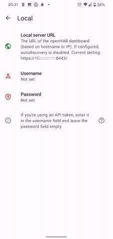 OpenHAB App Local Server OpenHAB Aplikace Local Server
