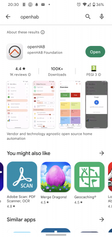 OpenHAB App Android OpenHAB Aplikace Android
