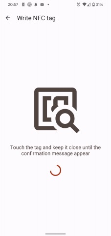 OpenHAB App Write NFC tag OpenHAB Aplikace Zápis NFC