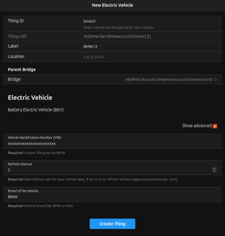 BMW i3 Integration BMW i3 OpenHAB