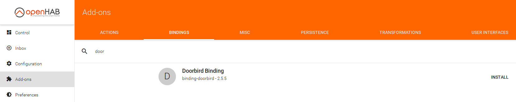 Doorbird OpenHAB Installation